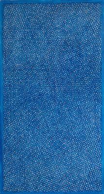 Piero Dorazio Il bello blu, 1961, signed, dated and titled on the reverse, oil on canvas, 130 x 70 cm, framed