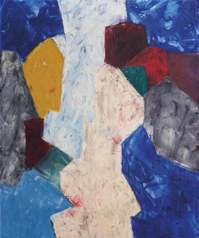 Serge Poliakoff, Bleu, blanc, rouge et jaune, 1966, signed and dated, oil on canvas, 81 x 65 cm, framed