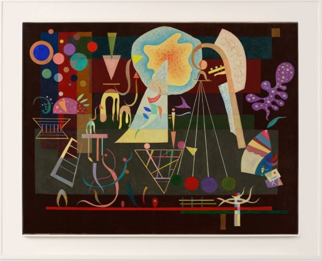 Wassily Kandinsky, Tensions calmées, oil on canvas, 89.3 by 116.6 cm - 35⅛ by 45⅞ in. Painted in April 1937, framed