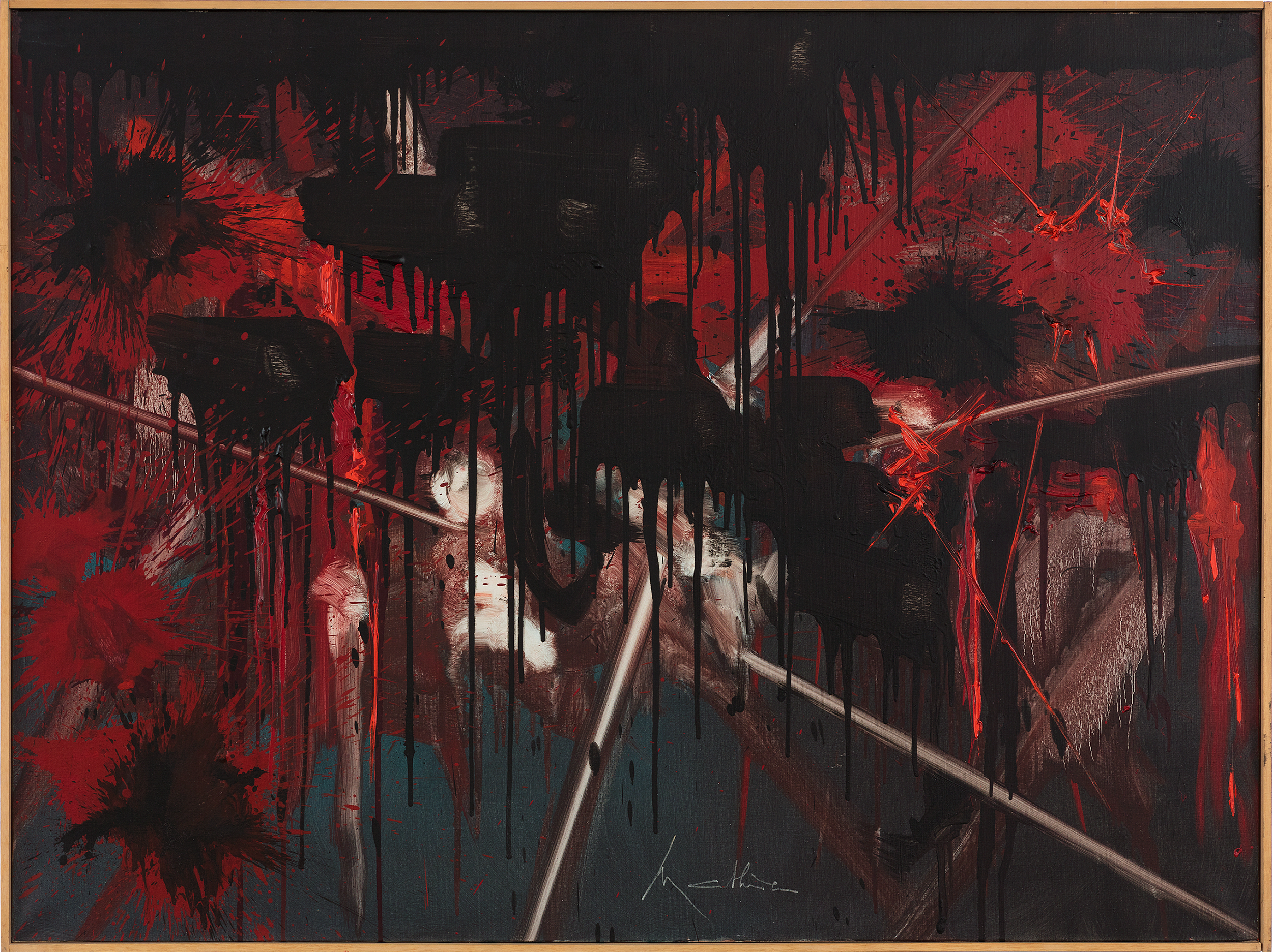 Georges Mathieu Flayed Plains, 1990, Oil on canvas, Edition Unique, 97.0 x 130.0 (cm) - 38.2 x 51.2 (inch), USD 400,001 - 500,000 @ Perrotin