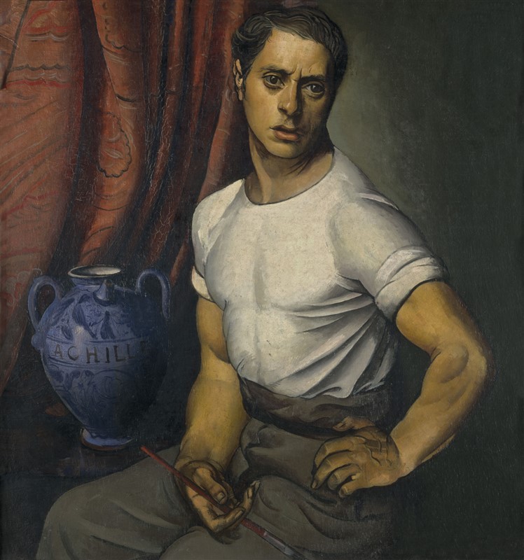 Achille Funi, Autoritratto con brocca blu, 1920, Collezione privata