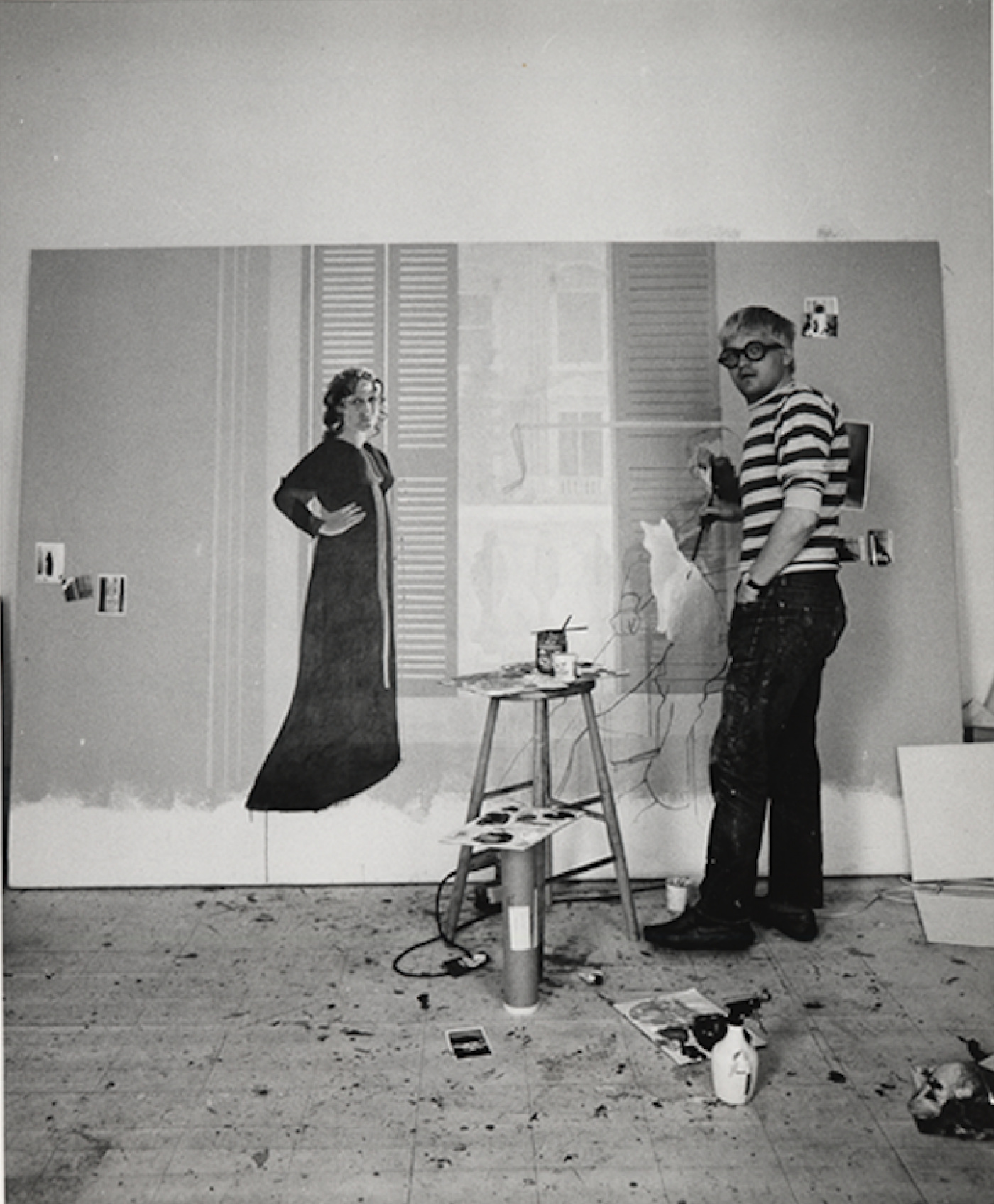 Mr & Mrs Clark, painting with Hockney in action