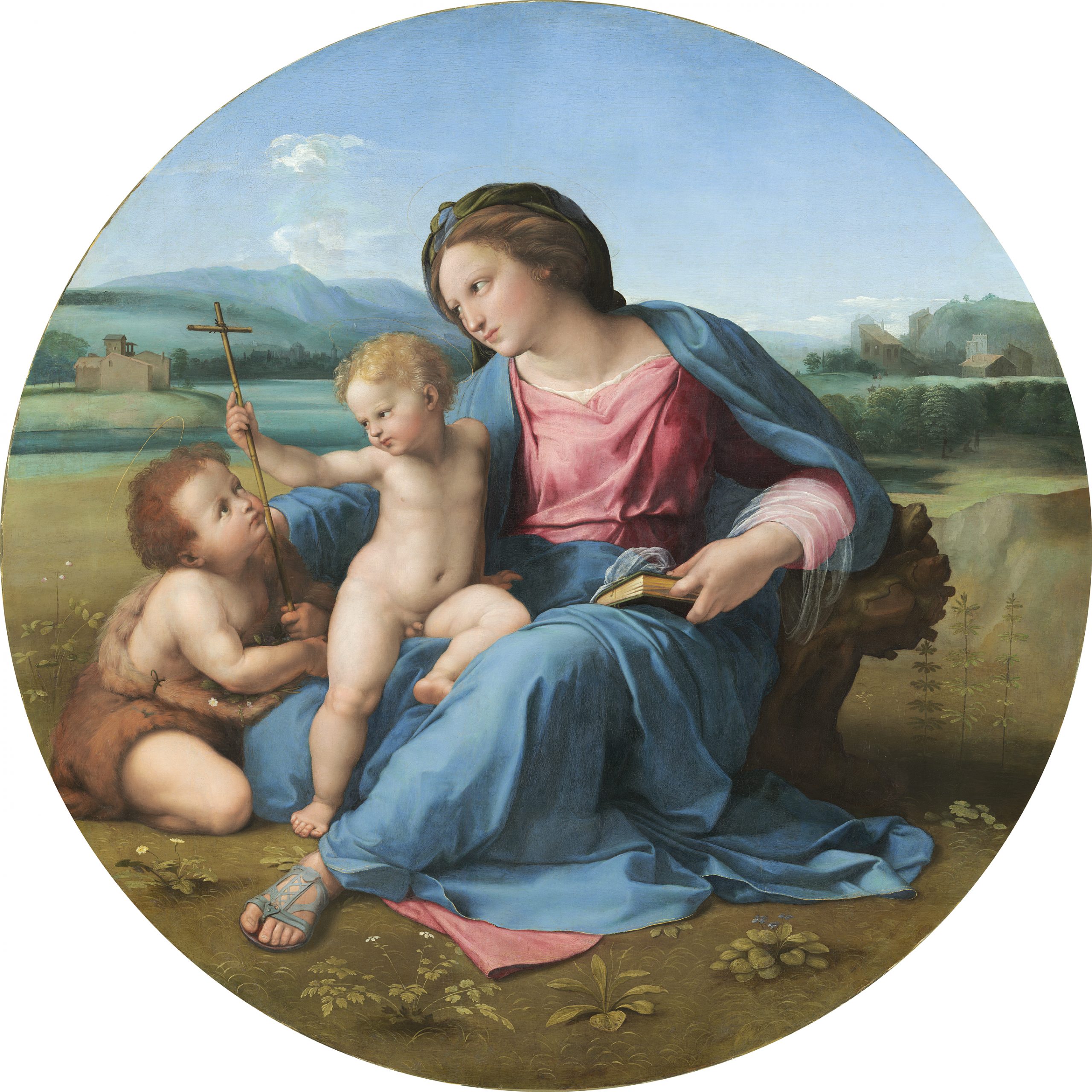 Raphael, The Virgin and Child with the Infant Saint John the Baptist (‘The Alba Madonna’), about 1509–11, Oil on wood transferred to canvas, 94.5 cm diameter, National Gallery of Art, Washington, DC, Andrew W. Mellon Collection (1937.1.24), Courtesy National Gallery of Art, Washington